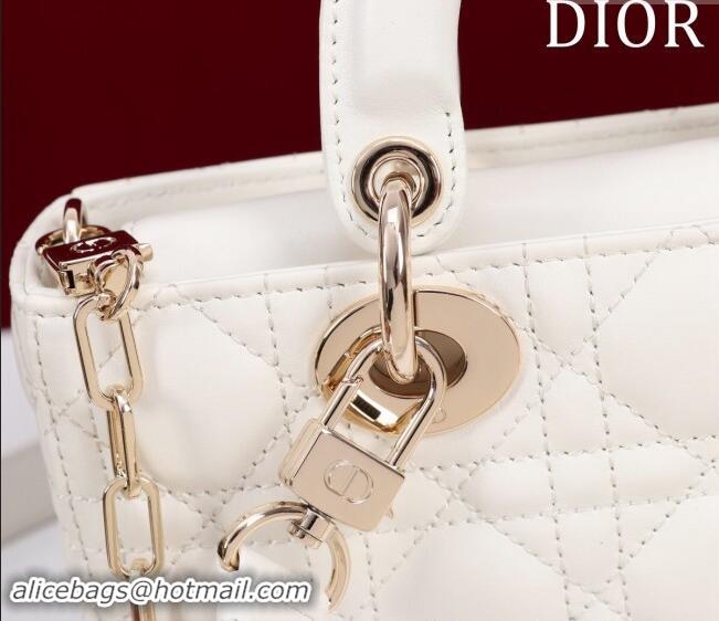 Hot Sell Dior Small Lady D-Joy Bag in Cannage Lambskin M0541 White 2024