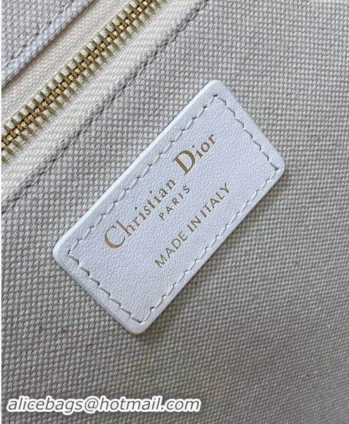 Grade Design  Dior Medium Book Tote Bag in Oblique Embroidery with Gold-Tone Metallic Thread and Latte D2047 White Calfs