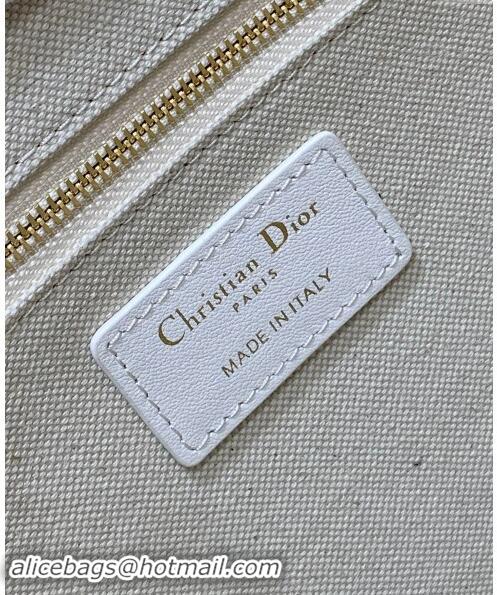 Top Grade Dior Small Dior Book Tote Bag in Oblique Embroidery with Gold-Tone Metallic Thread and Latte D2048 White Calfs