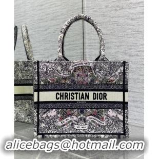 Pretty Style Dior Small Dior Book Tote bag in Latte White Embroidery with Multicolor Dior Around the World Motif D2048 2