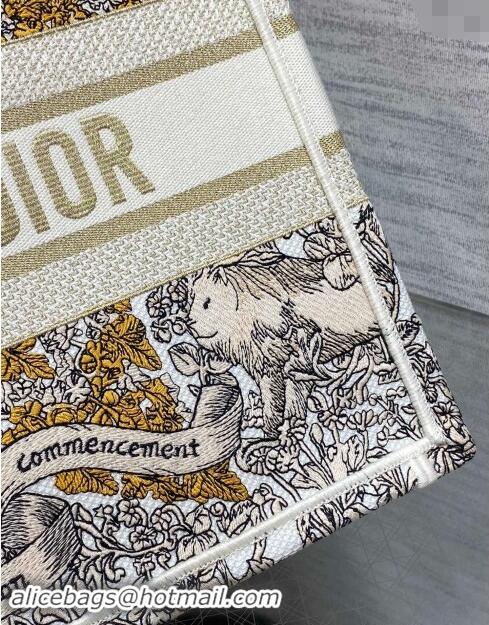 Well Crafted Dior Medium Dior Book Tote bag in Latte Embroidery with Gold-Tone Dior Around the World Motif D2047 2024