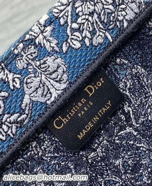 Good Taste Dior Medium Dior Book Tote bag in Blue Embroidery with White Dior Around the World Motif D2047 2024