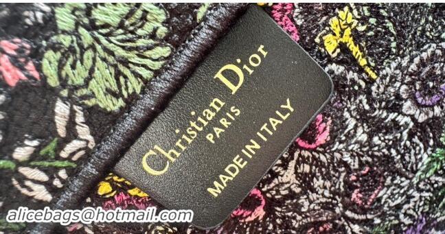 Famous Brand Dior Medium Dior Book Tote bag in Black Embroidery with Multicolor Dior Around the World Motif D2047 2024