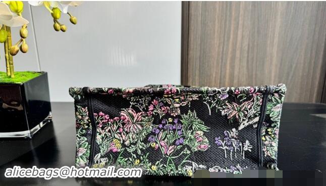 Super Quality Dior Small Dior Book Tote bag in Black Embroidery with Multicolor Dior Around the World Motif D2048 2024