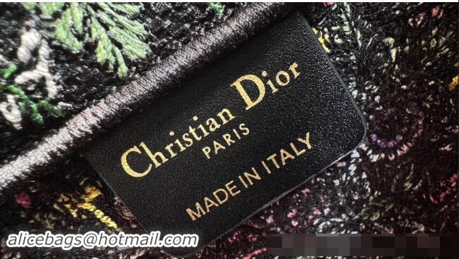 Super Quality Dior Small Dior Book Tote bag in Black Embroidery with Multicolor Dior Around the World Motif D2048 2024