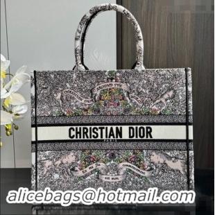 Promotional Dior Large Dior Book Tote bag in Latte White Embroidery with Multicolor Dior Around the World Motif D2049 20