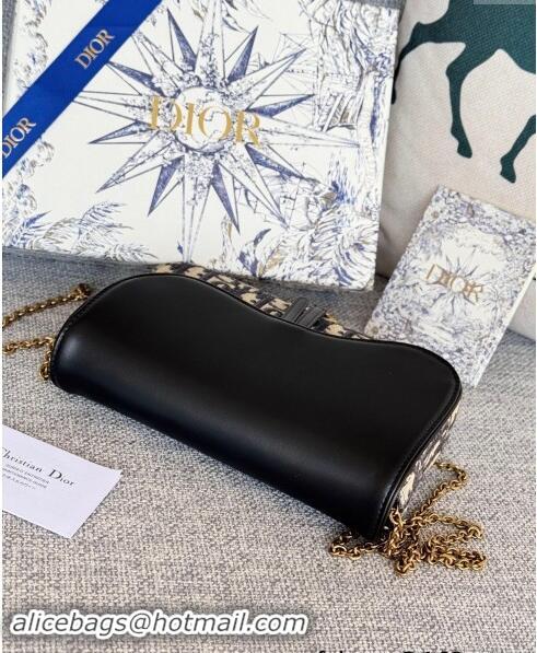 Promotional Dior Medium Saddle Pouch with Chain in Blue Dior Oblique Jacquard and Smooth Calfskin D2074 2024