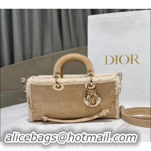 Good Product Dior Lady D-Joy Small Bag in Beige Suede and White Shearling D2062 2024