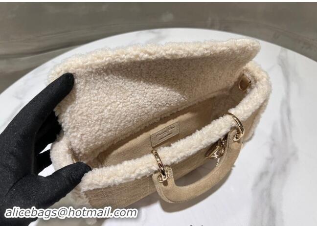 Good Product Dior Lady D-Joy Small Bag in Beige Suede and White Shearling D2062 2024