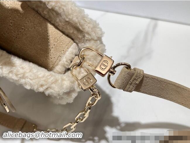 Good Product Dior Lady D-Joy Small Bag in Beige Suede and White Shearling D2062 2024