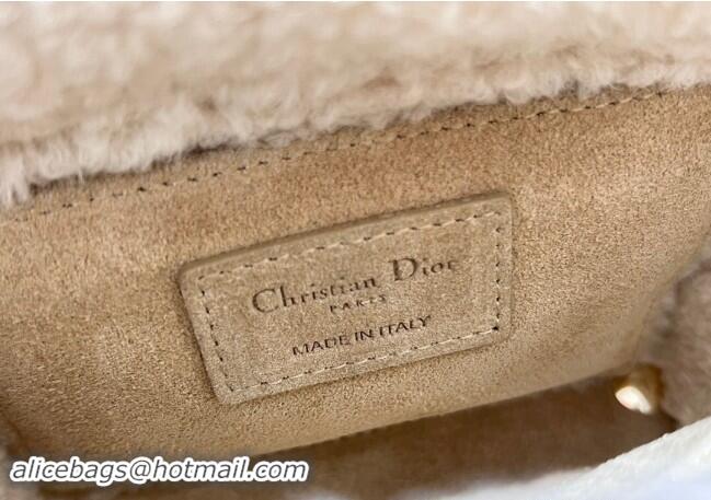 Super Quality Dior Mini Lady Dior Bag in Beige Suede and White Shearling D2063 2024