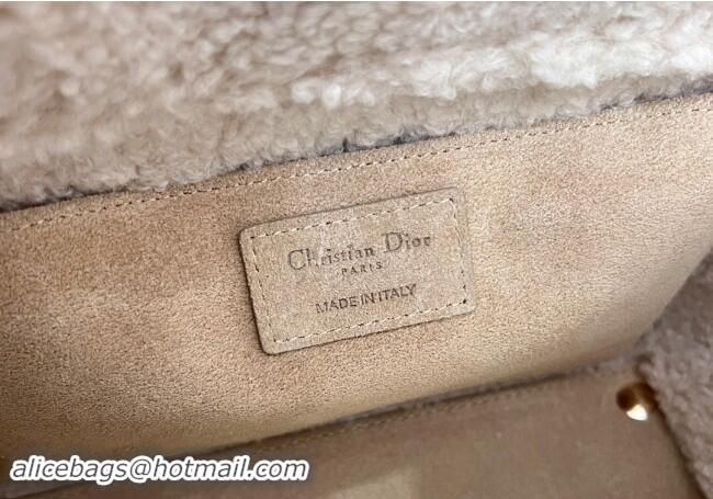 Traditional Specials Dior Lady Dior Medium Bag in Beige Suede and White Shearling D2065 2024