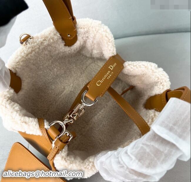 Best Price Dior Small Dior Toujours Tote Bag in Beige Suede and White Shearling D2066 2024