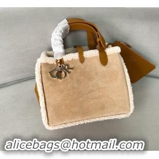 Well Crafted Dior Medium Toujours Tote Bag in Beige Suede and White Shearling D2067 2024