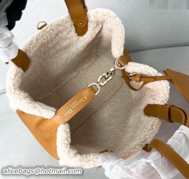 Well Crafted Dior Medium Toujours Tote Bag in Beige Suede and White Shearling D2067 2024