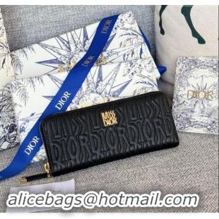 Reasonable Price Dior Miss Dior Freesia Zip Long Wallet in Lambskin with Quilted Miss Dior Allover Motif 2069 Black 2024