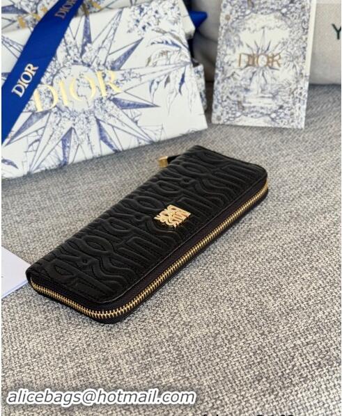 Reasonable Price Dior Miss Dior Freesia Zip Long Wallet in Lambskin with Quilted Miss Dior Allover Motif 2069 Black 2024