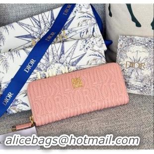 Shop Discount Dior Miss Dior Freesia Zip Long Wallet in Lambskin with Quilted Miss Dior Allover Motif 2069 Light Pink 20