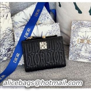 Most Popular Dior Miss Dior Dahlia Wallet in Lambskin with Quilted Miss Dior Allover Motif D2070 Black 2024