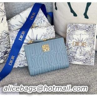 Low Price Dior Miss Dior Dahlia Wallet in Lambskin with Quilted Miss Dior Allover Motif D2070 Blue 2024