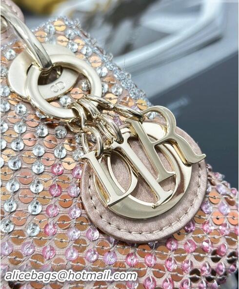 Well Crafted Dior Micro Lady Dior Bag in Satin with Gradient Pink Beads and Sequins D2080 2024