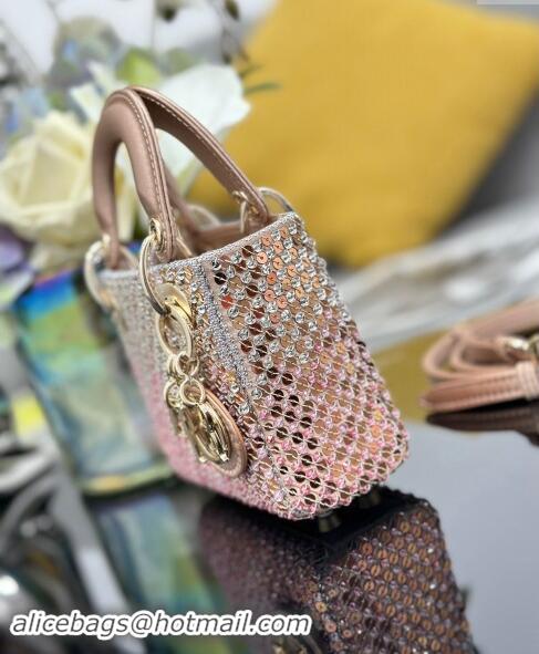 Well Crafted Dior Micro Lady Dior Bag in Satin with Gradient Pink Beads and Sequins D2080 2024