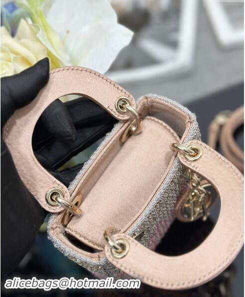 Well Crafted Dior Micro Lady Dior Bag in Satin with Gradient Pink Beads and Sequins D2080 2024