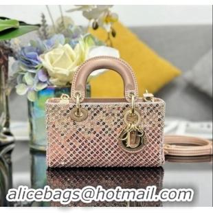 Top Quality Dior Micro Lady D-Joy Bag in Satin with Gradient Pink Beads and Sequins D2081 2024