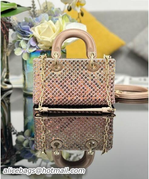 Top Quality Dior Micro Lady D-Joy Bag in Satin with Gradient Pink Beads and Sequins D2081 2024