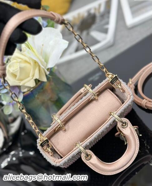 Top Quality Dior Micro Lady D-Joy Bag in Satin with Gradient Pink Beads and Sequins D2081 2024