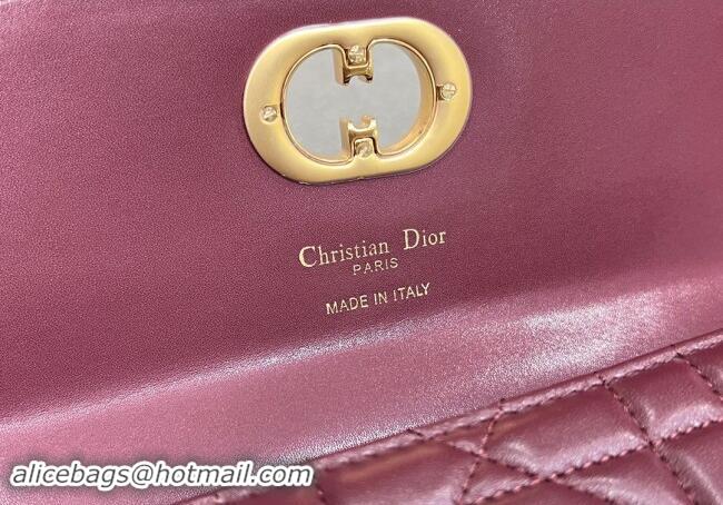 Cheap Price Dior Miss Caro Top Handle Pouch in Macrocannage Lambskin D2082 Burgundy 2024