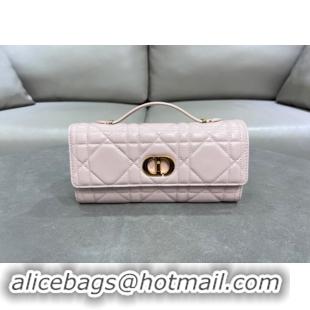 Best Quality Dior Miss Caro Top Handle Pouch in Macrocannage Lambskin D2082 Light Pink 2024