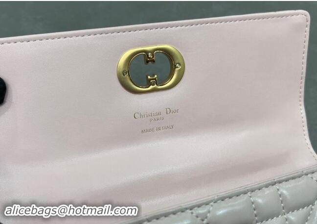 Best Quality Dior Miss Caro Top Handle Pouch in Macrocannage Lambskin D2082 Light Pink 2024