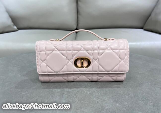 Best Quality Dior Miss Caro Top Handle Pouch in Macrocannage Lambskin D2082 Light Pink 2024