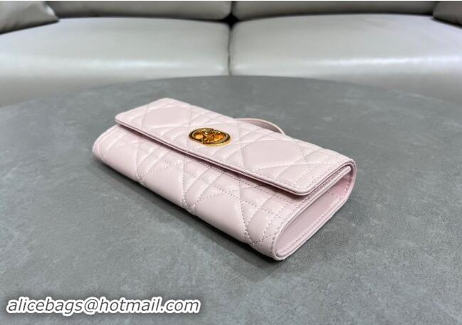 Best Quality Dior Miss Caro Top Handle Pouch in Macrocannage Lambskin D2082 Light Pink 2024