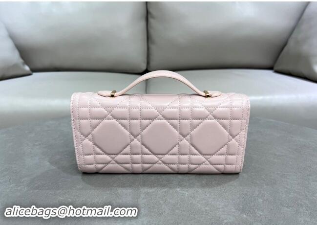 Best Quality Dior Miss Caro Top Handle Pouch in Macrocannage Lambskin D2082 Light Pink 2024