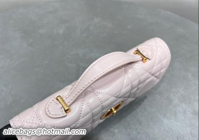 Best Quality Dior Miss Caro Top Handle Pouch in Macrocannage Lambskin D2082 Light Pink 2024