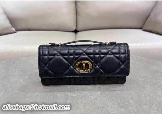 Grade Discount Dior Miss Caro Top Handle Pouch in Macrocannage Lambskin D2082 Black 2024