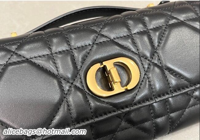 Grade Discount Dior Miss Caro Top Handle Pouch in Macrocannage Lambskin D2082 Black 2024