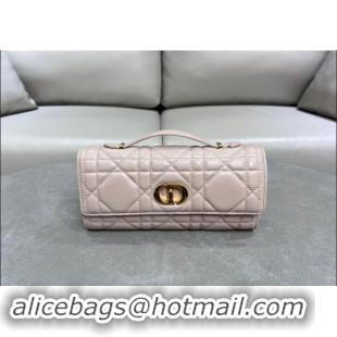 Well Crafted Dior Miss Caro Top Handle Pouch in Macrocannage Lambskin D2082 Pale Pink 2024