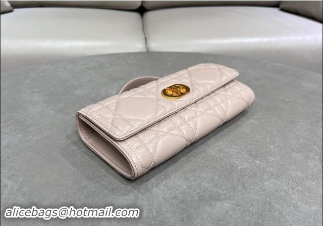 Well Crafted Dior Miss Caro Top Handle Pouch in Macrocannage Lambskin D2082 Pale Pink 2024