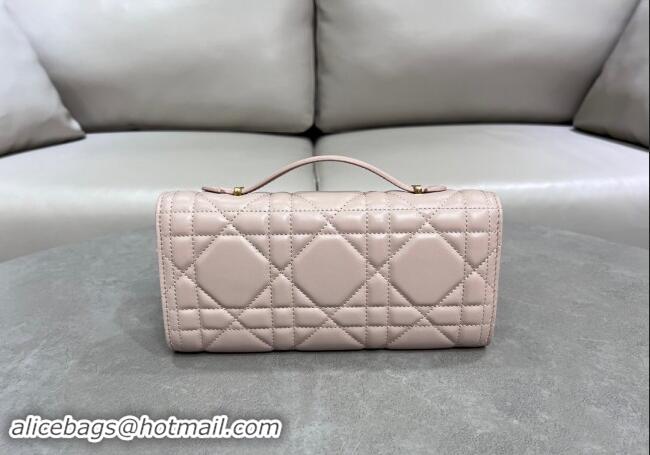 Well Crafted Dior Miss Caro Top Handle Pouch in Macrocannage Lambskin D2082 Pale Pink 2024