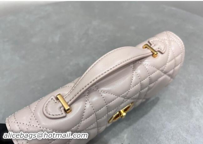 Well Crafted Dior Miss Caro Top Handle Pouch in Macrocannage Lambskin D2082 Pale Pink 2024