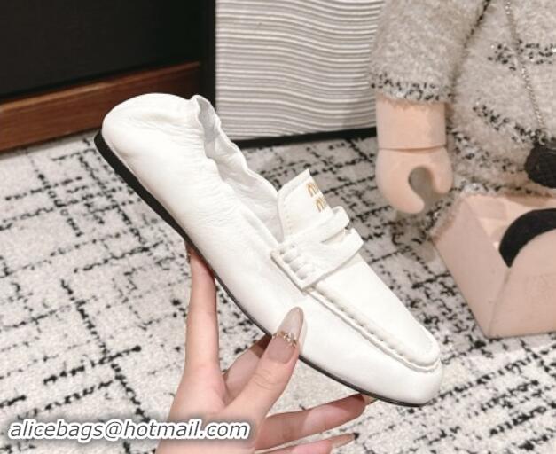 Good Looking Miu Miu Nappa leather flat loafers White 114045