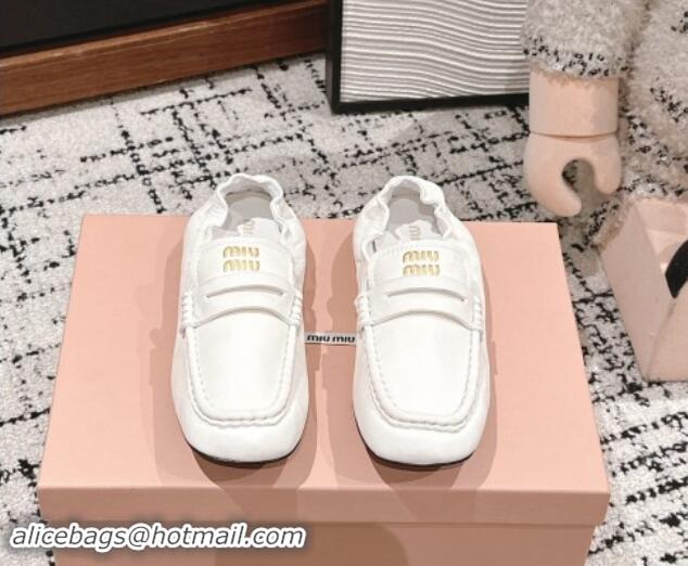 Good Looking Miu Miu Nappa leather flat loafers White 114045