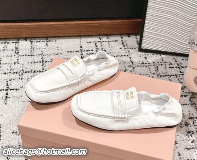 Good Looking Miu Miu Nappa leather flat loafers White 114045