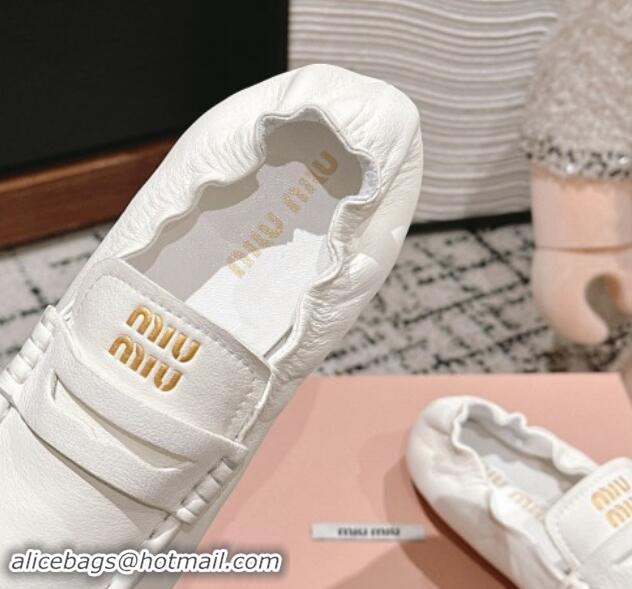 Good Looking Miu Miu Nappa leather flat loafers White 114045