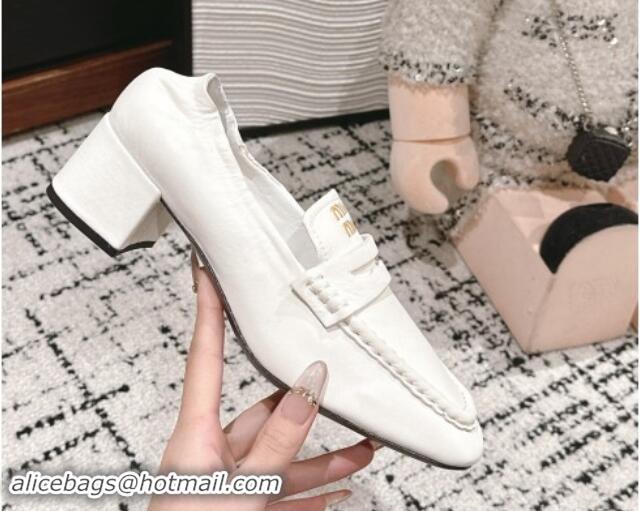 Durable Miu Miu Nappa leather Pumps 5cm White 114048