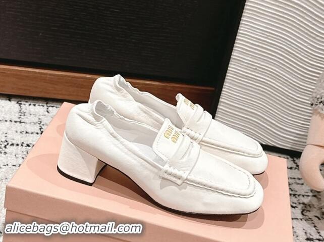 Durable Miu Miu Nappa leather Pumps 5cm White 114048