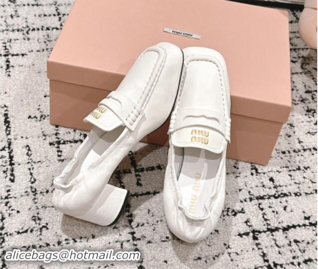 Durable Miu Miu Nappa leather Pumps 5cm White 114048